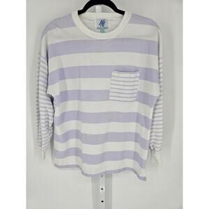 Active Elements Women's Purple & White Striped Crewneck Sweater Size M